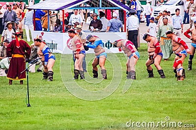 Nadaam Mongolian Wrestlers Editorial Stock Photo